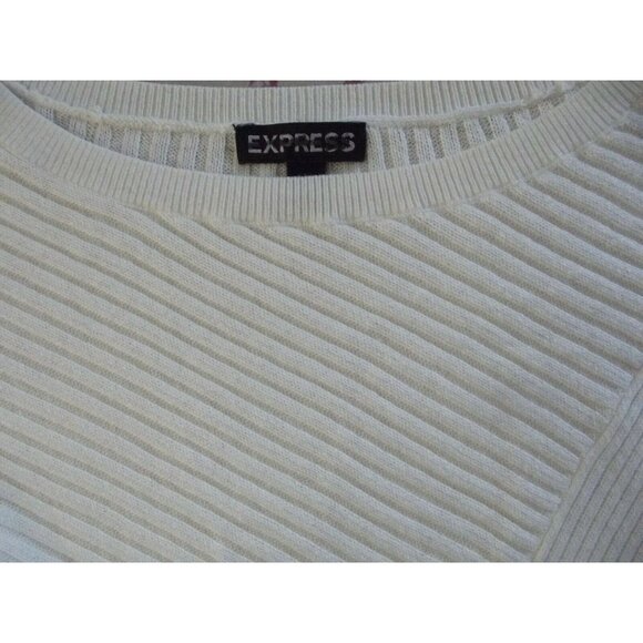 Express Sweater Womens Size Small (S 4-6)Ivory Long Asymmetrical Hi Lo Hem Tunic - Picture 3 of 12